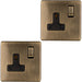 2 PACK 1 Gang DP 13A Switched UK Plug Socket SCREWLESS ANTIQUE BRASS Wall Power