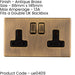 3 PACK 2 Gang DP 13A Switched UK Plug Socket SCREWLESS ANTIQUE BRASS Wall Power