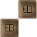 2 PACK 1 Gang 13A Switched Fuse Spur SCREWLESS ANTIQUE BRASS Mains Isolation