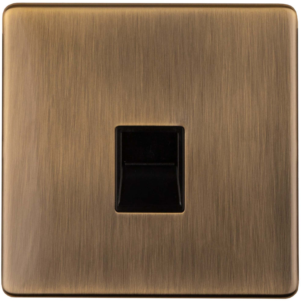 1 Gang Single BT Telephone Master Socket SCREWLESS ANTIQUE BRASS Wall ...