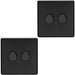 2 PACK 2 Gang Dimmer Switch 2 Way LED SCREWLESS MATT BLACK Light Dimming Wall