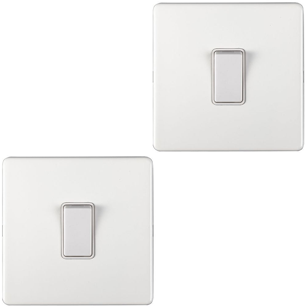 2 PACK 1 Gang Single 10A INTERMEDIATE Light Switch SCREWLESS MATT WHIT ...