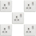 5 PACK 1 Gang DP 13A Switched UK Plug Socket SCREWLESS MATT WHITE Wall Power