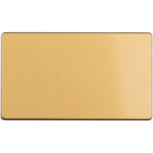 Double SCREWLESS SATIN BRASS Blanking Plate Round Edged Wall Box Hole Cover