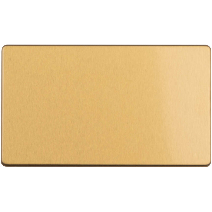Double SCREWLESS SATIN BRASS Blanking Plate Round Edged Wall Box Hole Cover