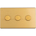 3 Gang Rotary Dimmer Switch 2 Way LED SCREWLESS SATIN BRASS Light Dimming Wall