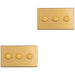 2 PACK 3 Gang Dimmer Switch 2 Way LED SCREWLESS SATIN BRASS Light Dimming Wall