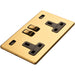 3 PACK 2 Gang Double 13A UK Plug Socket & 2.1A USB-A SCREWLESS SATIN BRASS