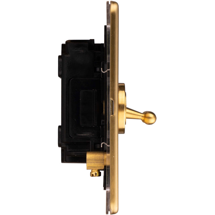 5 PACK 2 Gang Double Retro Toggle Light Switch SCREWLESS SATIN BRASS 10A 2 Way