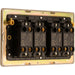 3 PACK 4 Gang Quad Retro Toggle Light Switch SCREWLESS SATIN BRASS 10A 2 Way
