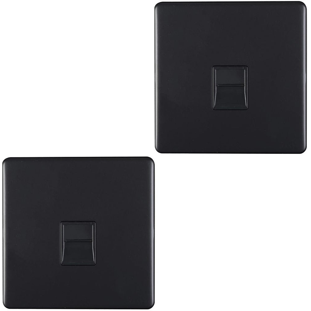 2 PACK 1 Gang BT Telephone Master Socket SCREWLESS SATIN STEELWall Fac ...