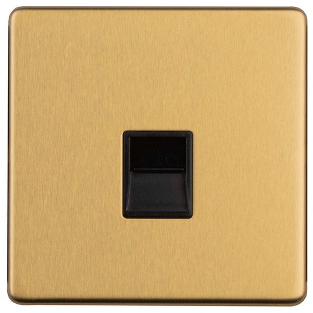 1 Gang Extension Telephone Wall Socket SCREWLESS SATIN STEEL Slave Sec ...