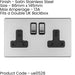 3 PACK 2 Gang DP 13A Switched UK Plug Socket SCREWLESS SATIN STEEL Wall Power