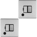 2 PACK 1 Gang 13A Switched Fuse Spur & Flex Outlet SCREWLESS SATIN STEEL Plate