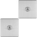2 PACK 1 Gang Single Retro Toggle Light Switch SCREWLESS SATIN STEEL 10A 2 Way