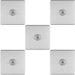 5 PACK 1 Gang Single Retro Toggle Light Switch SCREWLESS SATIN STEEL 10A 2 Way