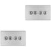 2 PACK 4 Gang Quad Retro Toggle Light Switch SCREWLESS SATIN STEEL 10A 2 Way