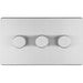 3 Gang Rotary Dimmer Switch 2 Way LED SCREWLESS SATIN STEEL Light Dimming Wall