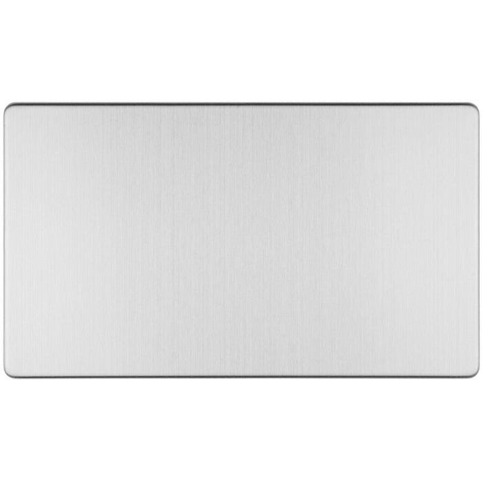 Double SCREWLESS SATIN STEEL Blanking Plate Round Edged Wall Box Hole Cover