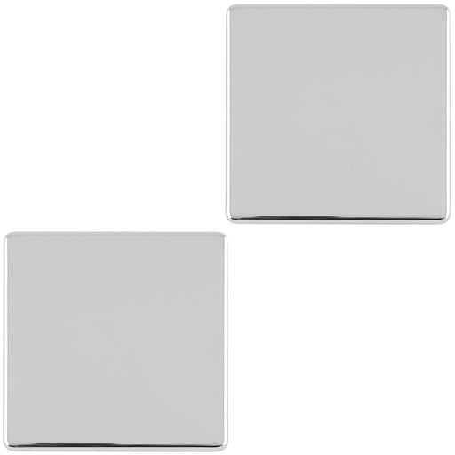 2 PACK Single SCREWLESS POLISHED CHROME Blanking Plate Round Edged Wall Cover