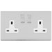 2 Gang Double DP 13A Switched UK Plug Socket SCREWLESS POLISHED CHROME Power