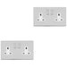 2 PACK 2 Gang DP 13A Switched UK Double Socket SCREWLESS POLISHED CHROME Power