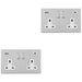 2 PACK 2 Gang Double 13A UK Plug Socket & 2x 3.1A USB-C SCREWLESS CHROME Charger