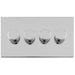 4 Gang Rotary Dimmer Switch 2 Way LED SCREWLESS POLISHED CHROME Light Dimming