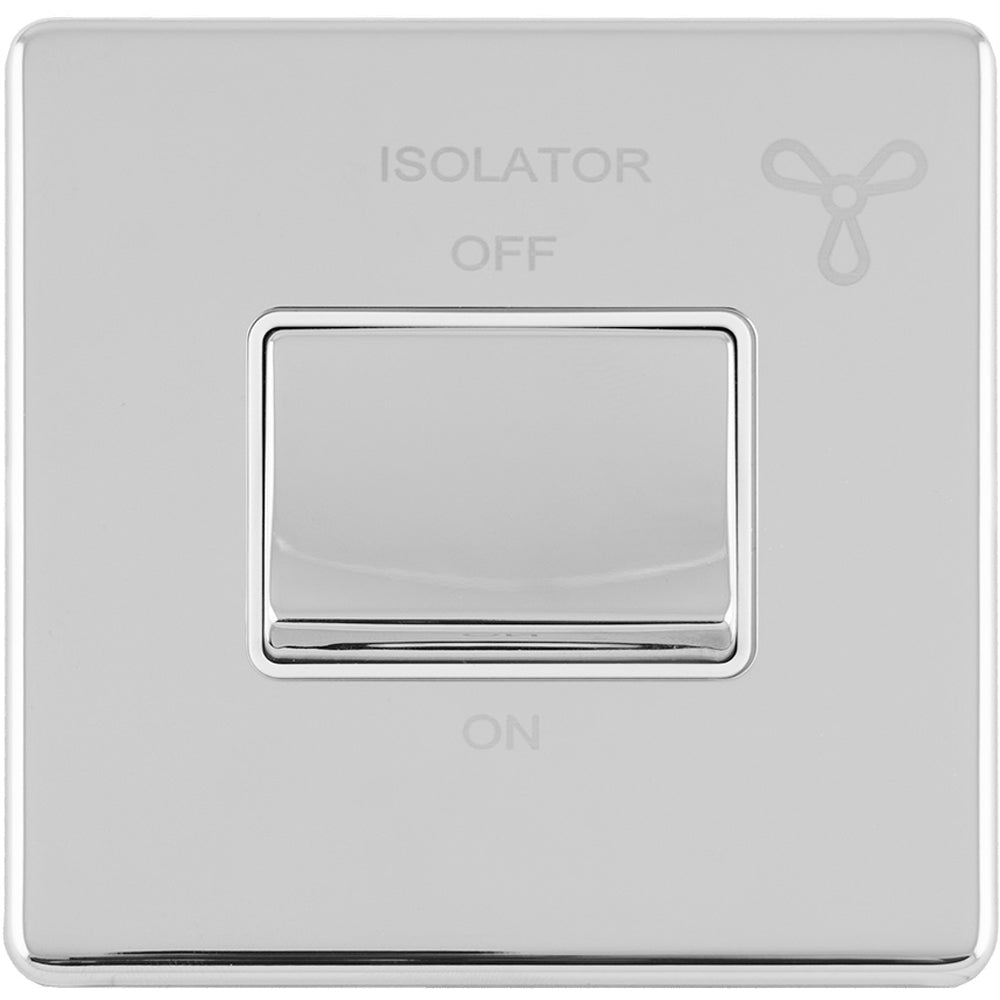 Extractor Rocker Switch SCREWLESS 6A Extractor Fan Isolator Switch POLISHED CHROME 3 Pole Show ...