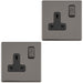 2 PACK 1 Gang DP 13A Switched UK Plug Socket SCREWLESS BLACK NICKEL Wall Power