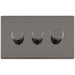 3 Gang Rotary Dimmer Switch 2 Way LED SCREWLESS BLACK NICKEL Light Dimming Wall