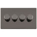 4 Gang Rotary Dimmer Switch 2 Way LED SCREWLESS BLACK NICKEL Light Dimming Wall
