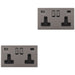 2 PACK 2 Gang Double 13A UK Plug Socket & 2x 3.1A USB-C SCREWLESS BLACK NICKEL