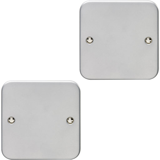 2 PACK Single HEAVY DUTY METAL CLAD Blanking Plate Round Edged Wall Box Hole Cap