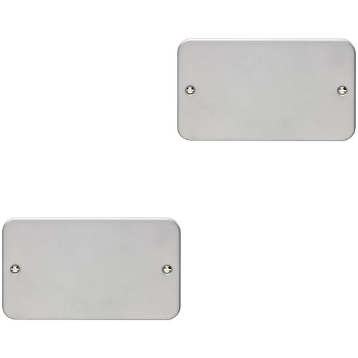 2 PACK Double HEAVY DUTY METAL CLAD Blanking Plate Round Edged Wall Box Hole Cap