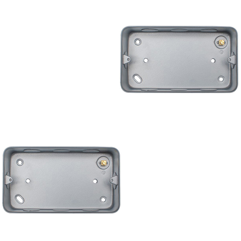 Synergy 2 Gang 37mm Surface Mounting Steel Back Box With Knockouts Metalclad 736401