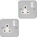 2 PACK 1 Gang Single 13A Switched UK Plug Socket HEAVY DUTY METAL CLAD Power