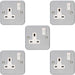 5 PACK 1 Gang Single 13A Switched UK Plug Socket HEAVY DUTY METAL CLAD Power