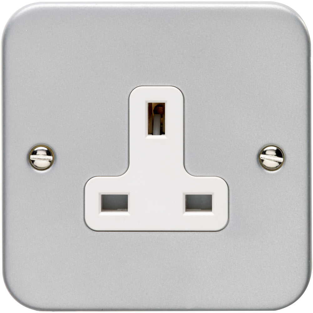 One Plug Socket 1 Gang Single 13A Unswitched UK Plug Socket HEAVY DUTY METAL CLAD Powe ...