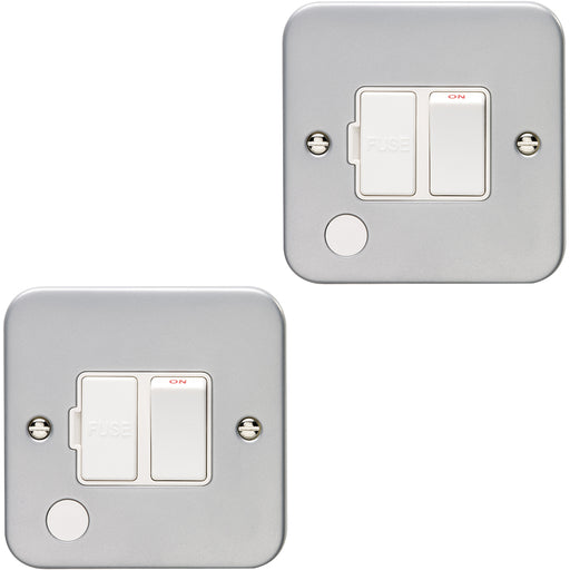 2 PACK 13A DP Switched Fuse Spur & Flex Outlet HEAVY DUTY METAL CLAD Isolation