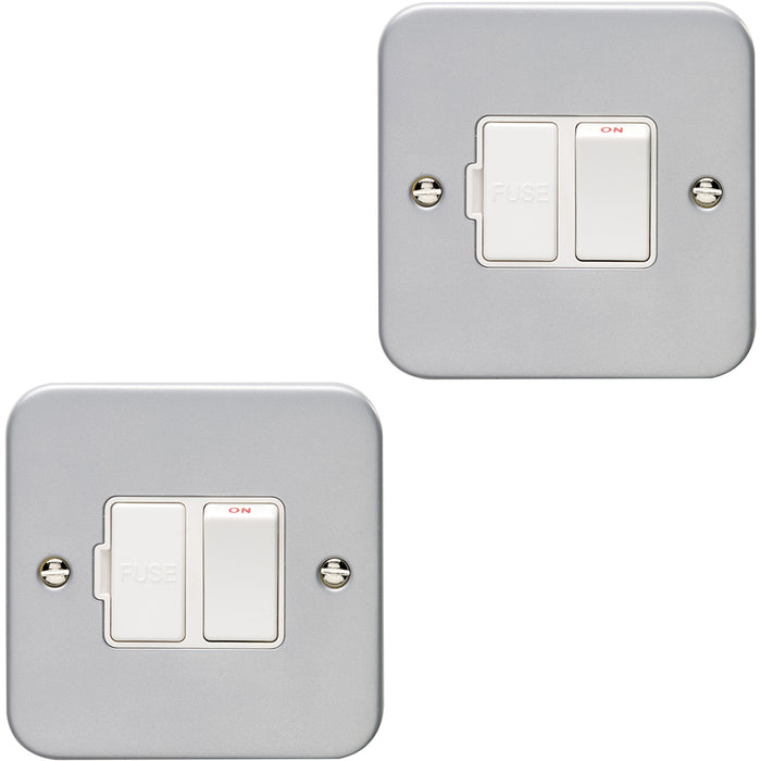 2 PACK 1 Gang 13A Switched Fuse Spur HEAVY DUTY METAL CLAD Metal Mains Isolation