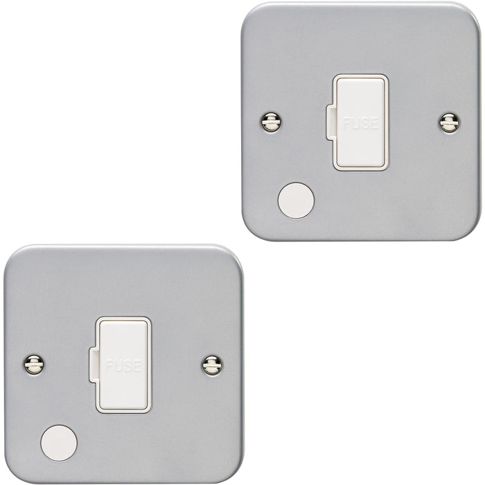 2 PACK 13A DP Unswitched Fuse Spur & Flex Outlet HEAVY DUTY METAL CLAD Isolation