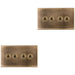 2 PACK 4 Gang Quad Retro Toggle Light Switch SCREWLESS ANTIQUE BRASS 10A 2 Way