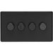4 Gang Rotary Dimmer Switch 2 Way LED SCREWLESS MATT BLACK Light Dimming Wall