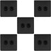 5 PACK 2 Gang Double Retro Toggle Light Switch SCREWLESS MATT BLACK 10A 2 Way