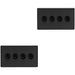2 PACK 4 Gang Quad Retro Toggle Light Switch SCREWLESS MATT BLACK 10A 2 Way