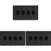 3 PACK 4 Gang Quad Retro Toggle Light Switch SCREWLESS MATT BLACK 10A 2 Way