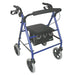 Blue Lightweight Aluminium Rollator 8 Inch Wheels Height Adjustable Walking Aid Loops