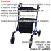 Blue Deluxe Ultra Lightweight Aluminium 4 Wheeled Rollator Foldable Walking Aid Loops