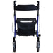 Blue Deluxe Ultra Lightweight Aluminium 4 Wheeled Rollator Foldable Walking Aid Loops